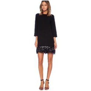 Black Sequin Fringe Mini Shift Night Out Dress